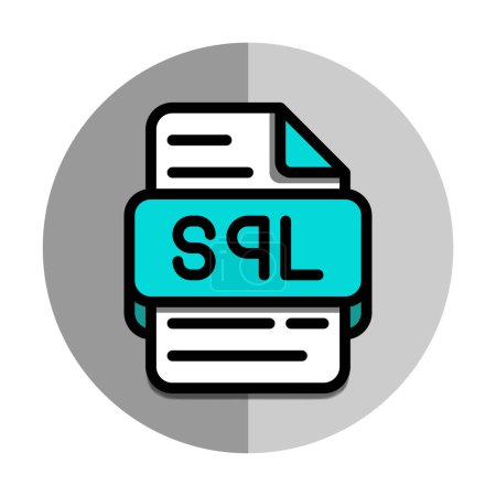 SQL-Dateien flaches Symbol. Icons im Format von Dokumentdateien. Kann für mobile Apps, Websites und Schnittstellen verwendet werden