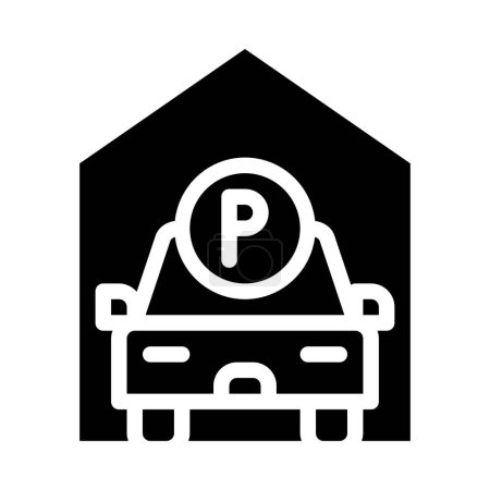 Espace de garage icône solide. symboles de stationnement bâtiment icônes conception graphique. Illustration vectorielle.