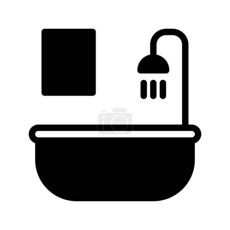 Icono sólido del baño. hotel instalación habitación símbolos iconos diseño gráfico. Ilustración vectorial.