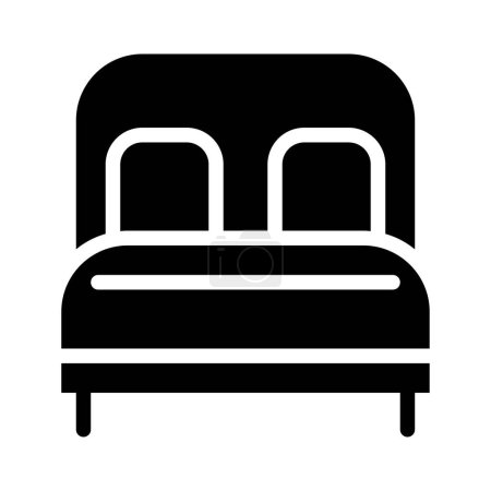 dormitorio icono sólido. habitación de descanso del hotel símbolos iconos diseño gráfico. Ilustración vectorial.