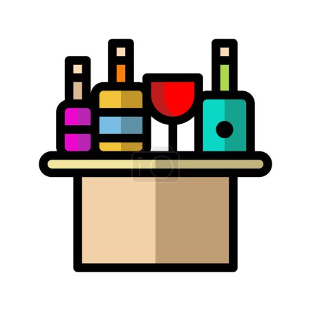 Minibar flat icon. editable drink table symbol. Vector Illustrations.