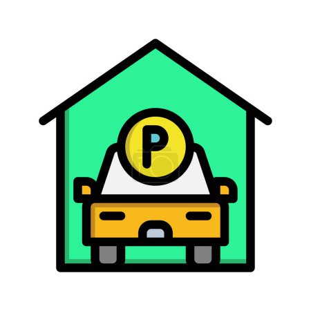 Icône plate de garage. symbole d'espace de stationnement modifiable. Illustrations vectorielles.