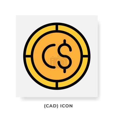 Dollar CAD Currency Icon. Canada Financial Symbol Flat Icons, in golden color Graphic Design. Vector Illustrations.