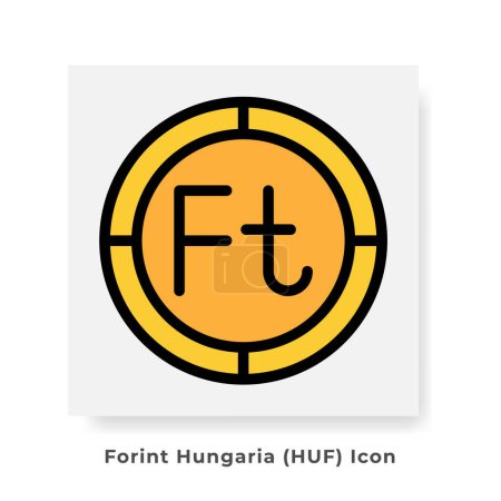 Florin HUF Währungsikone. Ungarn Financial Symbol Flache Symbole, in goldener Farbe Graphic Design. Vektorillustrationen.
