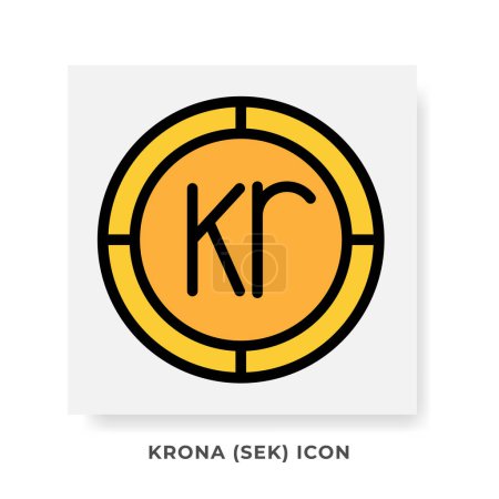 Krona SEK Currency Icon. Sweden Financial Symbol Flat Icons, in golden color Graphic Design. Vector Illustrations.