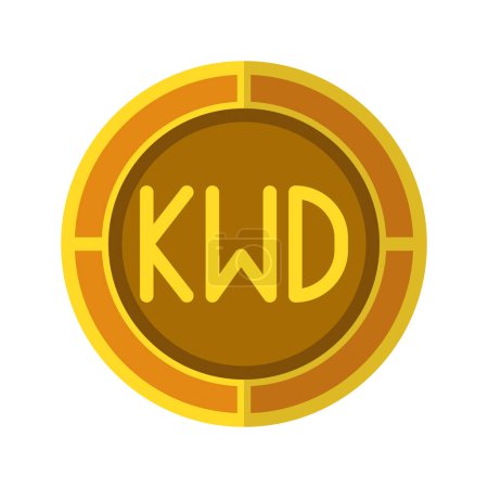Dinar coin icon. Currency flat icons with golden color, kuwait kwd money symbol. Vector Illustrations.
