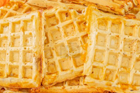 Photo for Cheese waffles for snacks. Waffles With spices, salty snacks - Royalty Free Image
