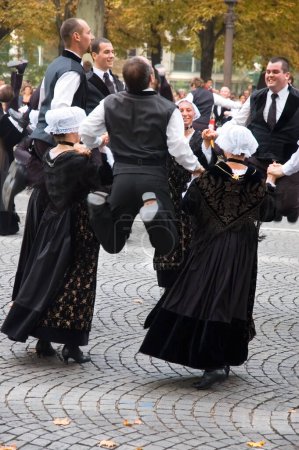 Photo for Traditional basque dance in a folk festival - Royalty Free Image
