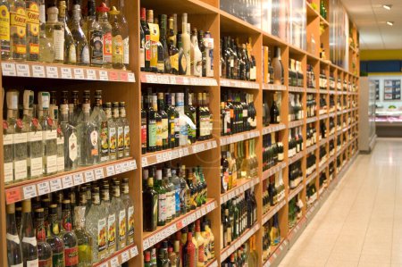 Photo for "Wine and liquor aisle" - Royalty Free Image