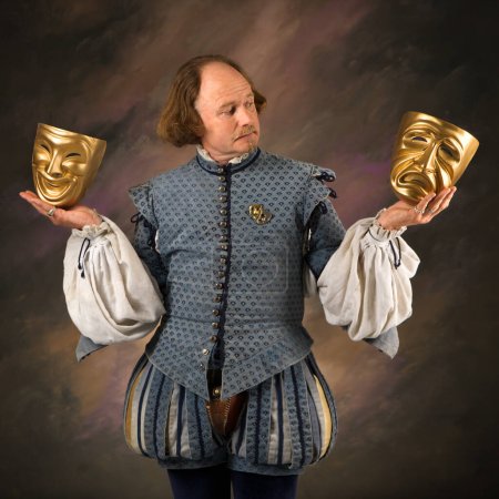 Photo for Shakespeare with theatrical masks. - Royalty Free Image