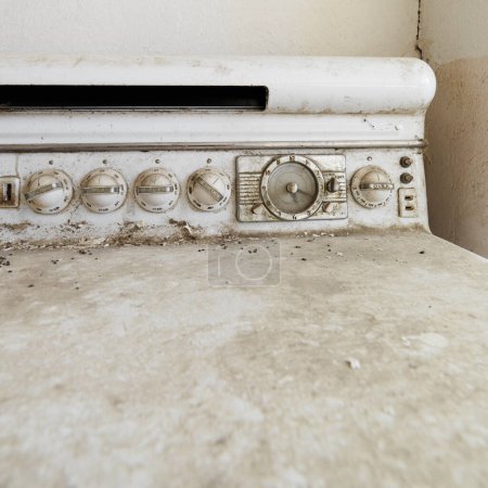 Photo for Old dirty stove, close up - Royalty Free Image