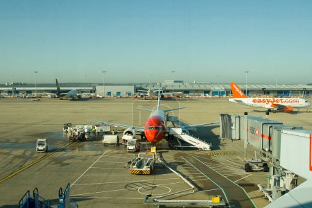 Photo for London Stansted Airport. Airplane ready for flight at daytime - Royalty Free Image