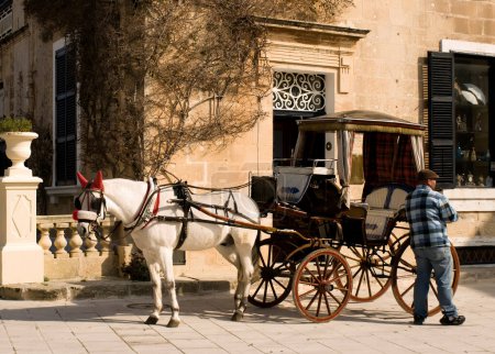 Téléchargez les photos : A traditional horse drawn carriage in Malta still used today for tourist excursions - en image libre de droit