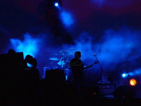 Pink Floyd concert in Australia, stage with smoke and illumination show