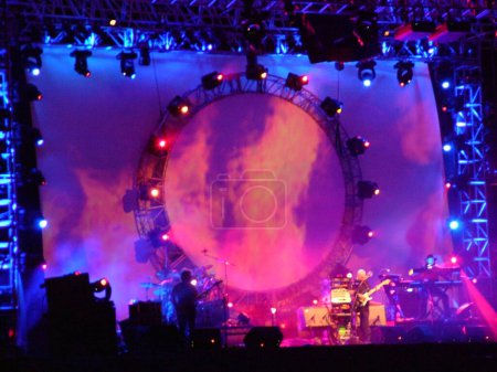Pink Floyd concert in Australia, stage with smoke and illumination show