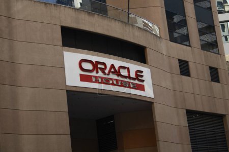 Photo for Oracle House logo on background, close up - Royalty Free Image