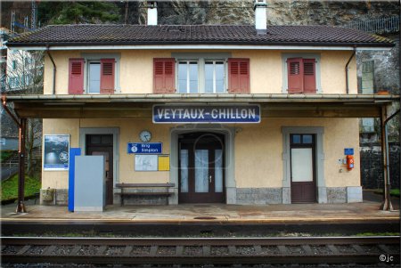 Photo for Veytaux-Chillon Train Station - Royalty Free Image
