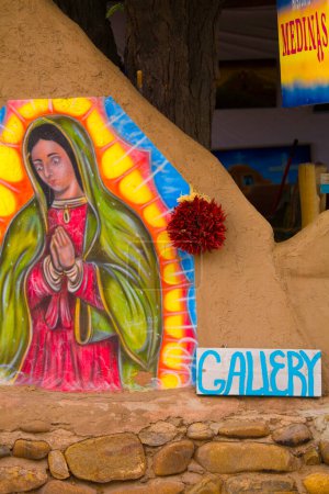 Photo for Painting of Virgin Mary on Wall Near Chimayo New Mexico - Royalty Free Image