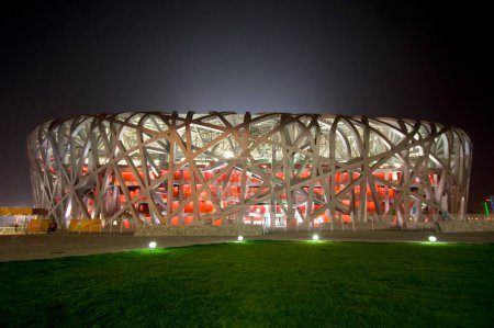 Photo for Horizontal view of the Beijing Olympic Stadium also known as the Bird's Nest. Main stadium for the 2008 Beijing Summer Olympics - Royalty Free Image