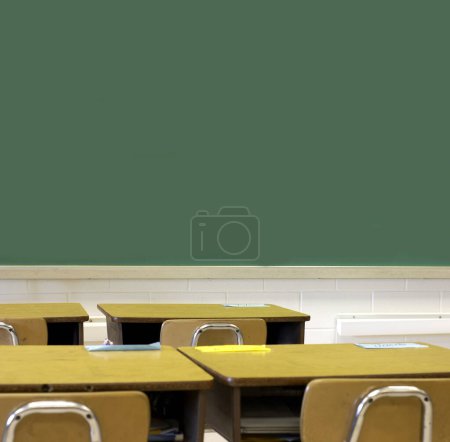 Photo for School work and chalkboard at room - Royalty Free Image