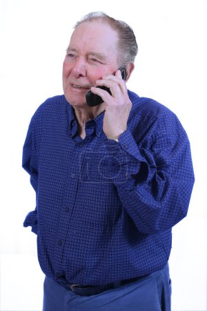 Photo for Elderly man using cell phone - Royalty Free Image