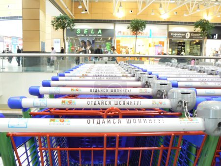 Photo for Shopping carts in hypermarket  at day time - Royalty Free Image