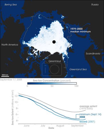 Foto de El hielo del mar Ártico alcanza el mínimo anual, la fusión del Polo Norte - Imagen libre de derechos