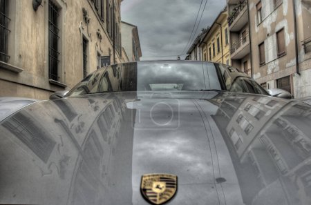 Photo for Porsche  car hood, close up - Royalty Free Image