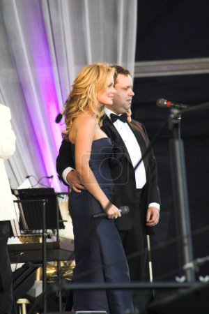 Photo for Katherine Jenkins and Paul Potts performing live at Margam Country Park in Neath on 08 July 2007. - Royalty Free Image