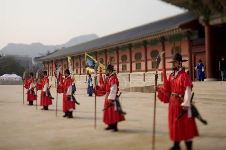 Photo for Palace Guards standing near palace - Royalty Free Image