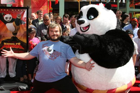 Foto de Jack Black, Po the Panda en el estreno del panda de kung fu - Imagen libre de derechos
