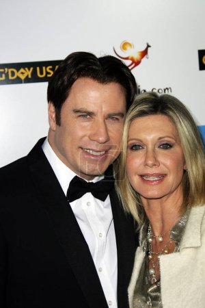Téléchargez les photos : John Travolta et Olivia Newton John arrivent au Gala G'Day USA des Semaines d'Australie qui s'est tenu au Kodak Theatre à Hollywood le 19 janvier 2008. - en image libre de droit