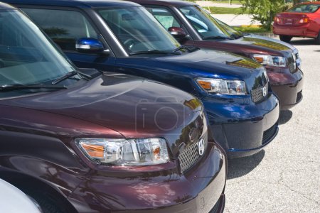 Photo for Scion xB's Awaiting Customers on background, close up - Royalty Free Image