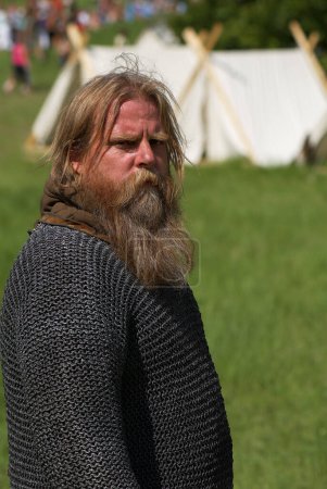 Photo for Portrait of a man wearing Viking costume - Royalty Free Image