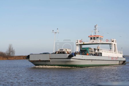Photo for Car ferry on river Elbe - Wischhafen Glueckstadt - Royalty Free Image