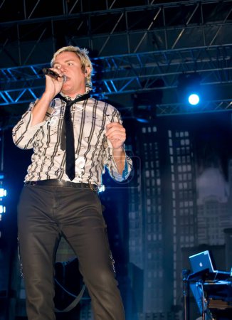 Photo for Simon Le Bon performing on the stage - Royalty Free Image