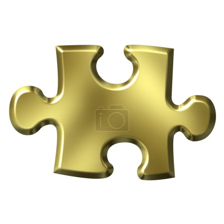 Téléchargez les photos : Pièce de puzzle doré, illustration colorée - en image libre de droit