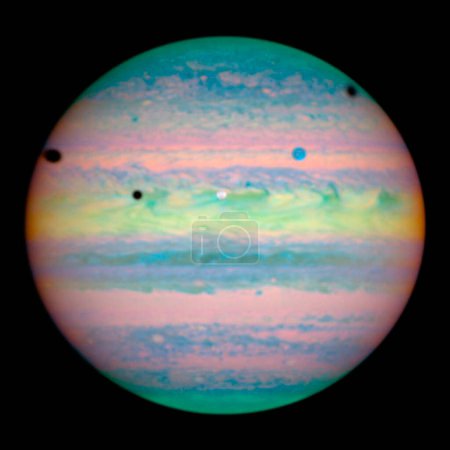 Téléchargez les photos : Jupiter - triple éclipse sur fond sombre - en image libre de droit