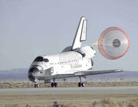 Photo for STS-66 Atlantis Landing and Chute Deployment at Edwards - Royalty Free Image