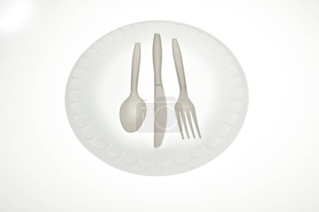 Photo for Plastic Cutlery on white background - Royalty Free Image