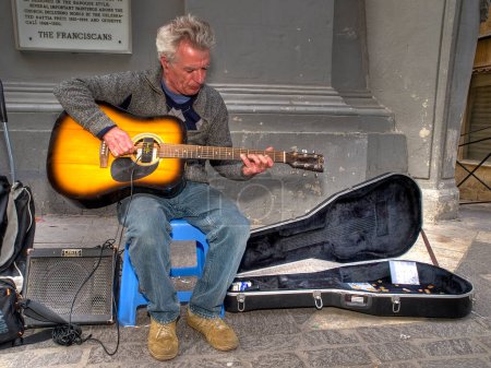 Photo for View of Valletta Busker - Royalty Free Image