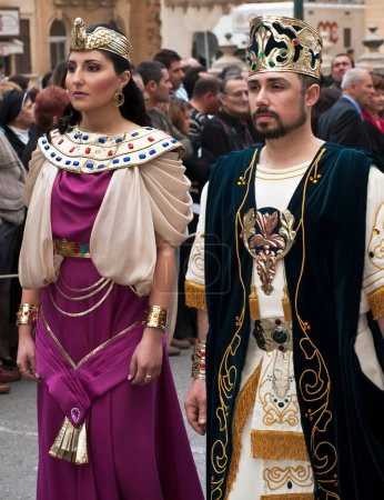Photo for VALLETTA, MALTA - Mar 30, 2018: Biblical enactment of the passion during in the Good Friday procession in Valletta, Malta April 1, 2018. Easter in Malta.Traditional procession on Easter in Malta - Royalty Free Image