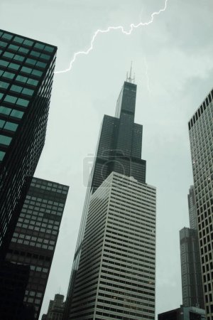 Photo for Lightning that missed the Sears Tower - Royalty Free Image