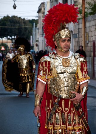 Photo for Roman Centurion, actors in authentic costumes - Royalty Free Image
