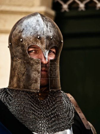 Photo for Medieval Knight in helmet - Royalty Free Image