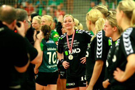 Photo for With a 29-21 win over Aalborg DH, Viborg HK won the danish championship in the best women's handball league in Denmark, Guldbageren Ligaen. Viborg HK won the so-called "Triple"; danish championship, national cup and EHF Champions League - Royalty Free Image