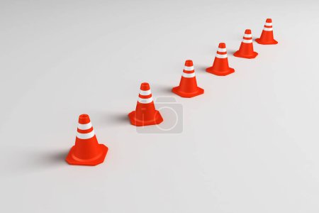 Photo for Traffic cones on a line - Royalty Free Image