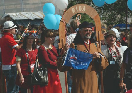 Foto de Hansa la unión del Nuevo Tiempo en Gran Nóvgorod (Rusia) el 21 de junio de 2009 - Imagen libre de derechos