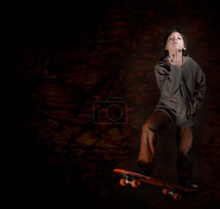 Photo for Skater boy with a cool attitude. Grunge style - Royalty Free Image