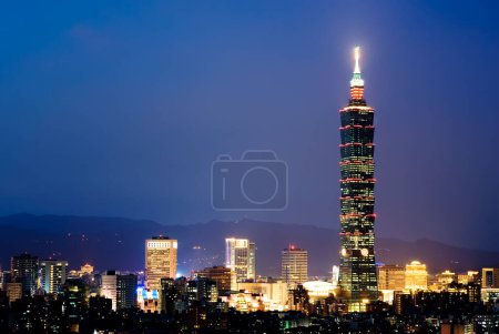 Photo for Aerial view of cityscape at night - Royalty Free Image